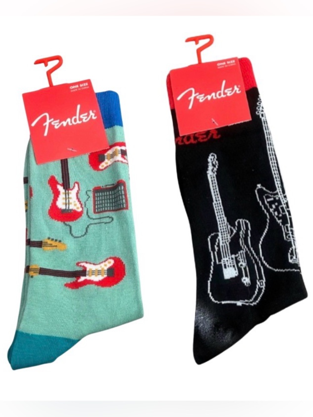 Fender Guitar Crew Socks Bundle | 2 Pairs | Men’s O/S | NWT